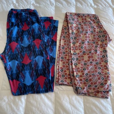 LuLaroe Leggings One Size Lot Of 2 Pre Owned